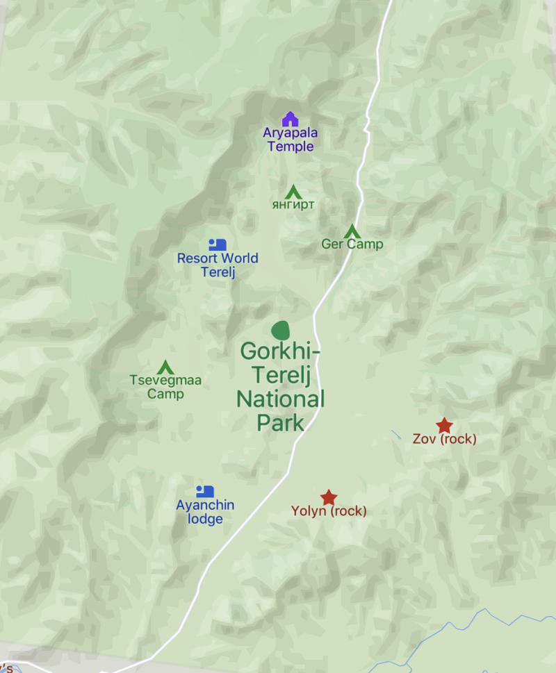 Map Gorkhi Terelj National Park