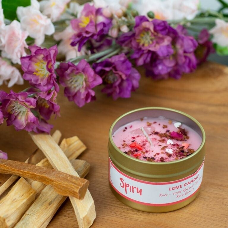 Edelsteen Spell Geurkaars – Rozenkwarts – Liefde