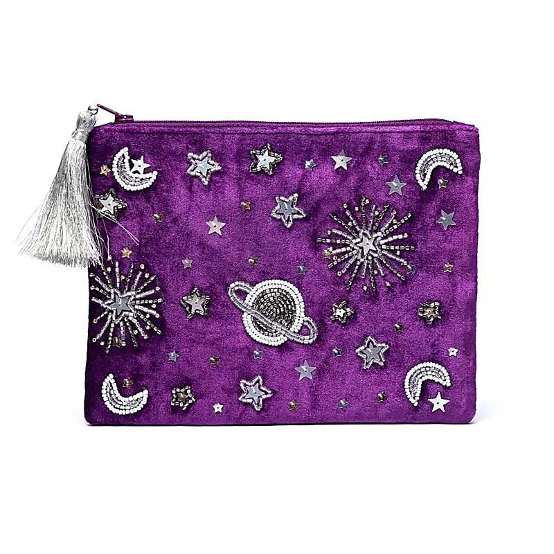 Etui fluweel paars met galaxy