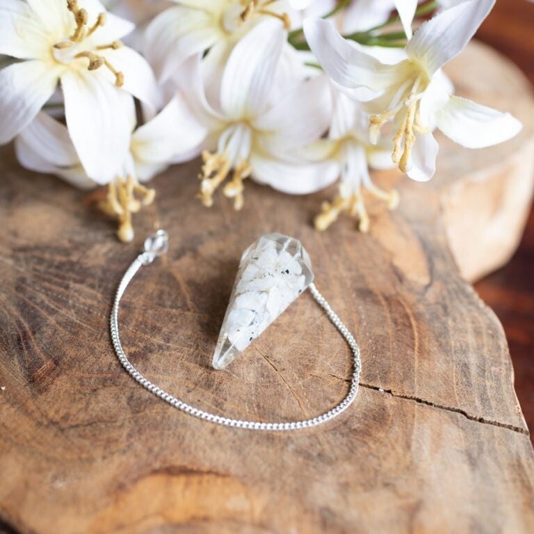 Pendel Edelsteen Maansteen Orgone Wit
