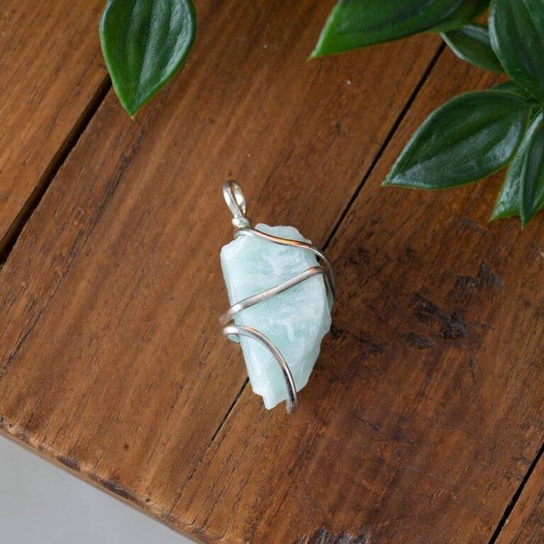 Ruwe Edelsteen Hanger Amazoniet Wikkel
