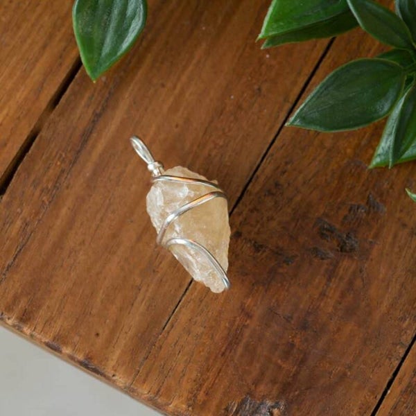 Ruwe Edelsteen Hanger Citrien Wikkel