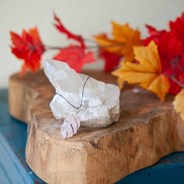 Ruwe Edelsteen Hanger Rozenkwarts Wikkel