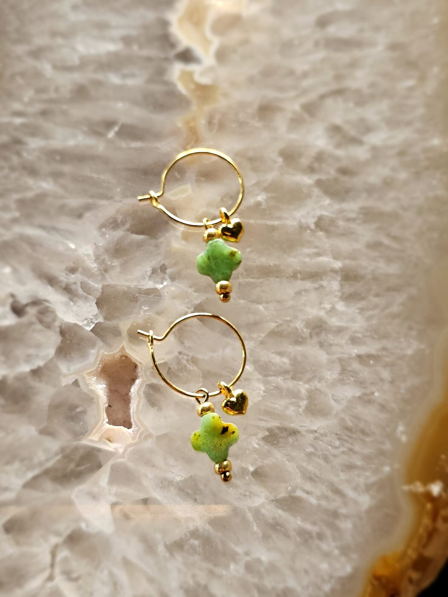 Oorbellen met Jade klavertjes