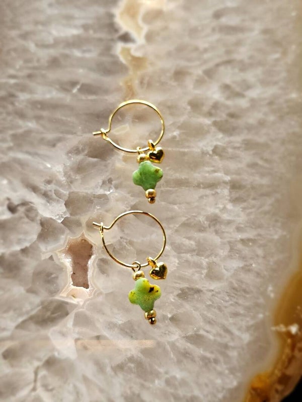 Oorbellen met Jade klavertjes