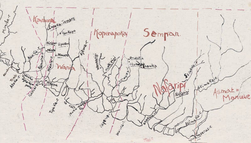 0227 Lemari Kononao 1952-1956 - Kaart Kamoro-vlakte oostelijk-stammen