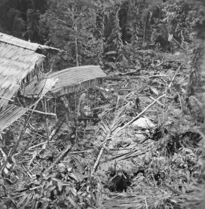 20224 Serie MI-1122 Tweede tocht van de Paters Verschueren en Meuwese naar de Casuarinekust - Januari 1952-  Opname gemaakt vanuit een hoog huis door pater J Verschueren