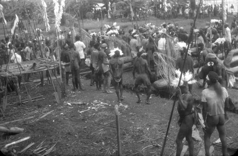 Kees van Kessel BD-216-137 De bomen voor de bisjpalen worden  aan land gebracht