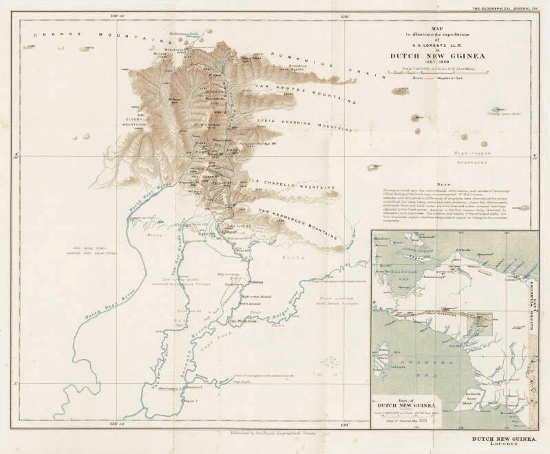 Expeditie naar de Wilhelminatop 1909-1910 Lorentz Kaart Utrechts Archief