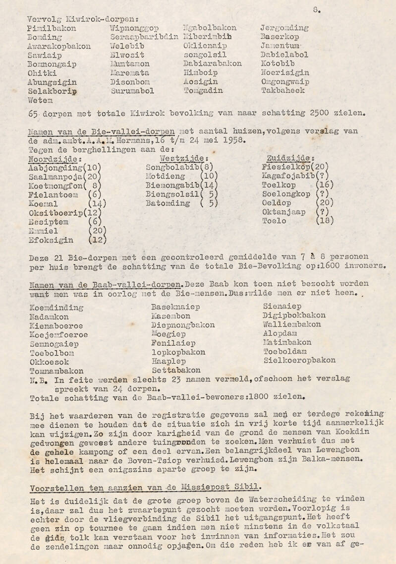 Verslag J vd Pavert vestiging missiepost Sibil sept-okt 1959 - pag. 8