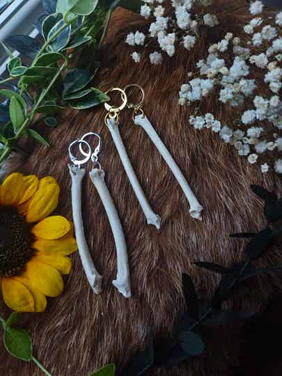Crow bone earrings