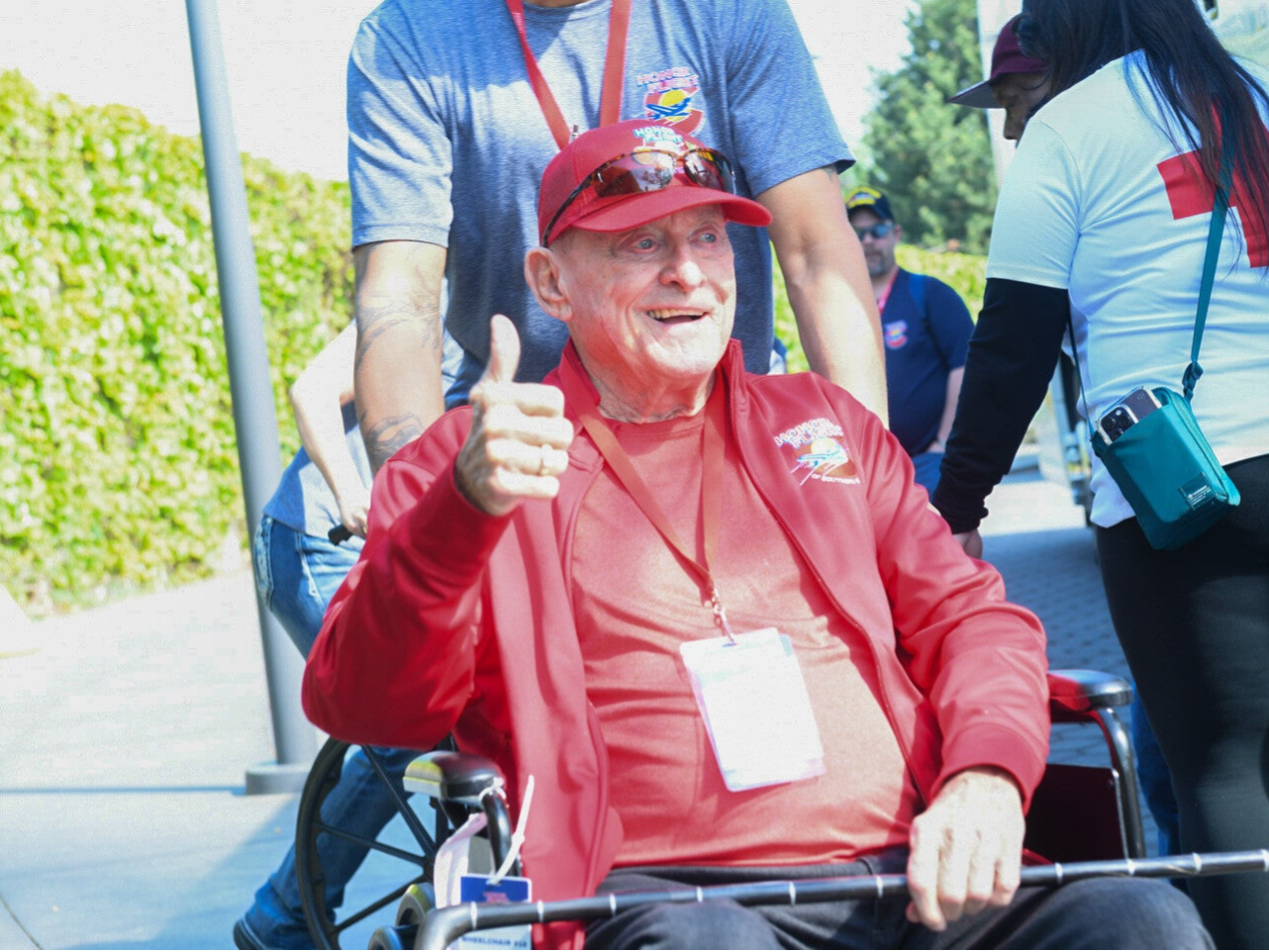 Veteran giving a thumbs up