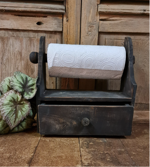 Keukenrolhouder met lade grijs