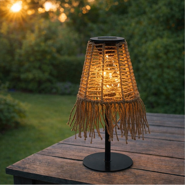 Solar tafellamp jute lantaarn - 2 maten