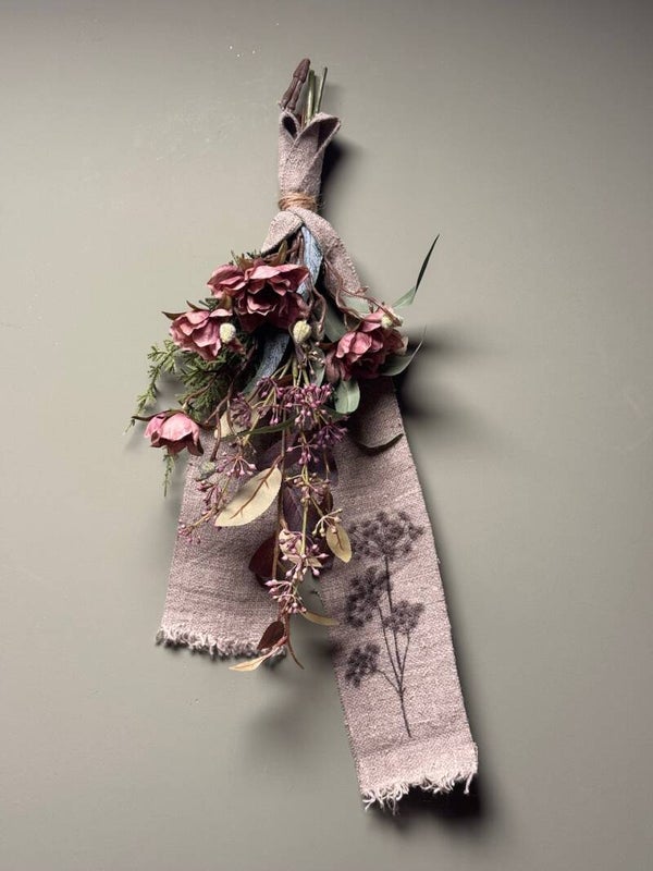 Kunst Toef oud roze met lint - Hand Made by Maris - 50cm - 3 soorten
