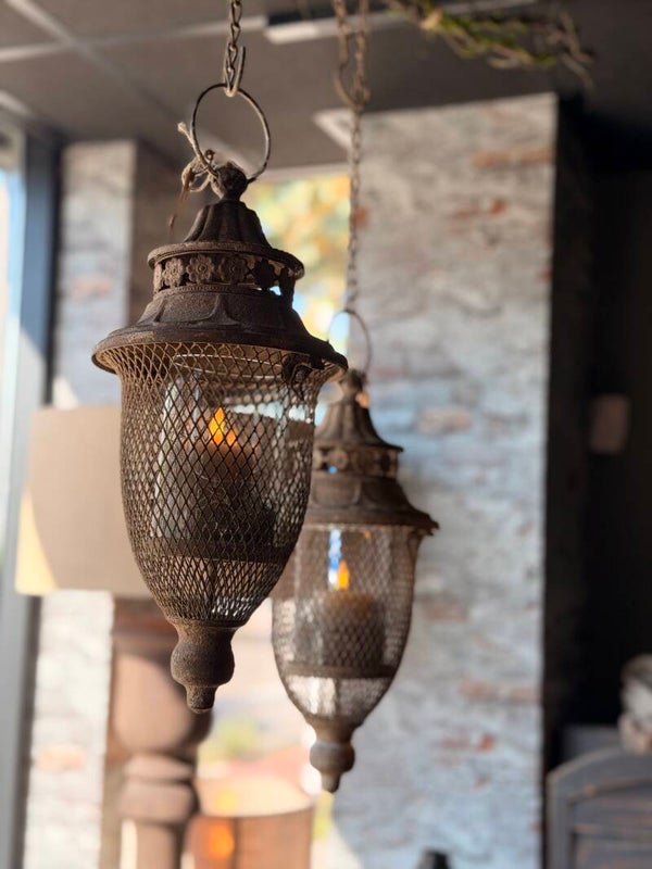 Windlicht hanger roest aan ketting