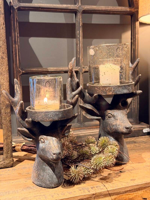 Hert Lenny kandelaar stompkaars - zwart - verkrijgbaar in 2 maten
