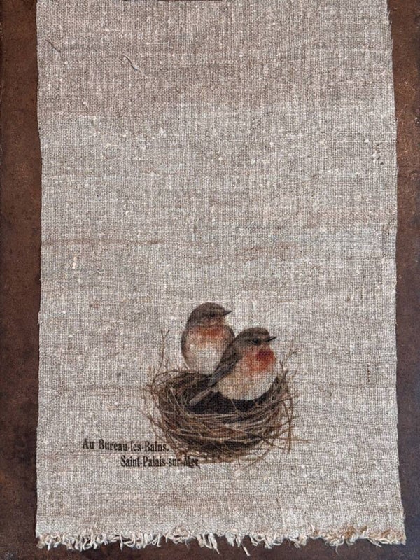 Shabby doek - roodborstje nest - kleur