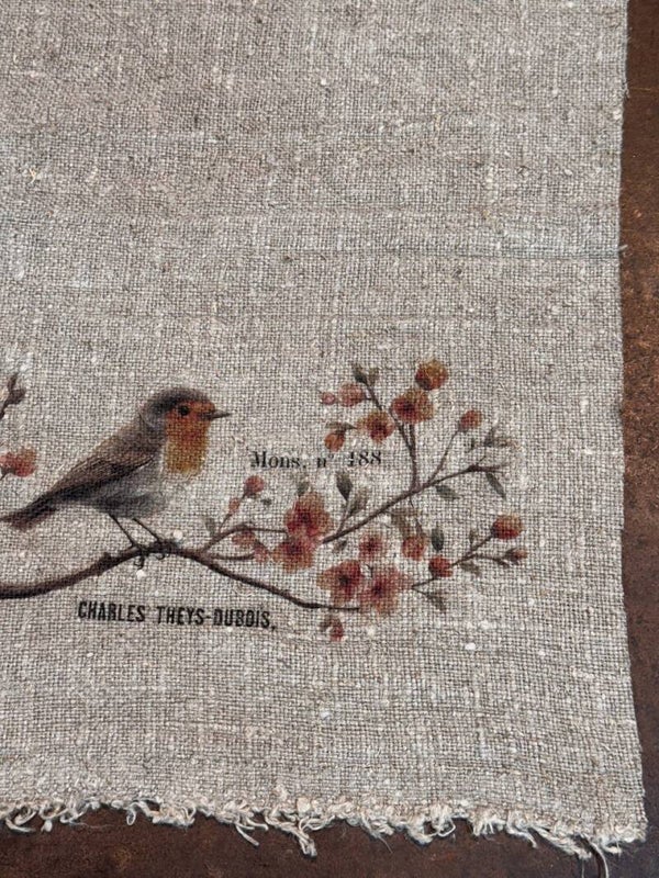Shabby doek - roodborstje tak - kleur