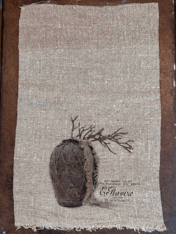 Shabby doek - kruik landelijk-  kleur