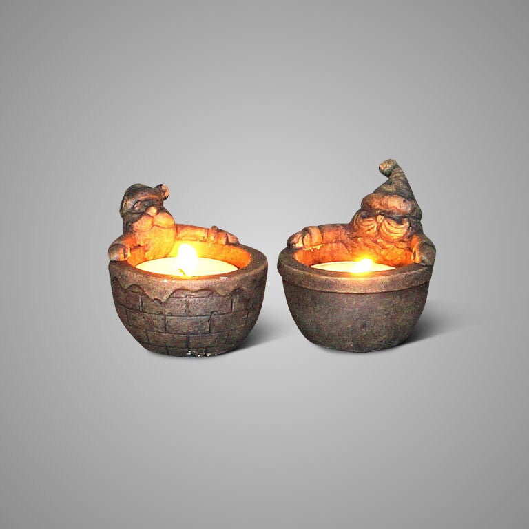 Brynxz Set of 2 Tealightcups Santa Claus on his Belly Majestic Brown