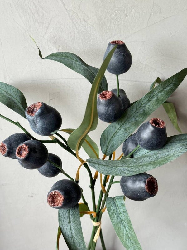 Eucalyptus bes kunst bosje 42cm - zwarte bes
