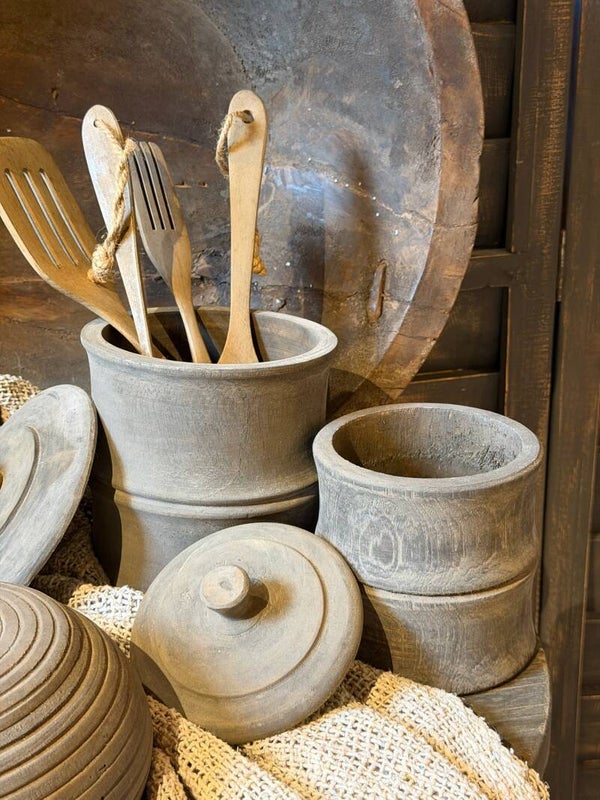 Trapa living - Houten pot met deksel - 2 maten