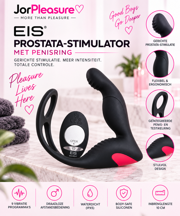 EIS Prostata-Stimulator met penisring - 16,5 cm