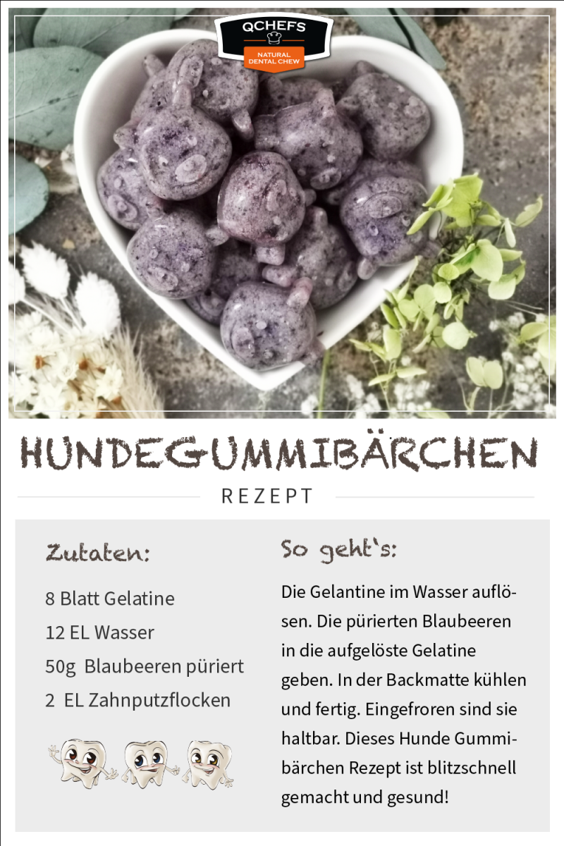 QCHEFS Natürliche Zahnpflege für Hunde bei finessen4dogs Rezepte für Hundeleckerchen