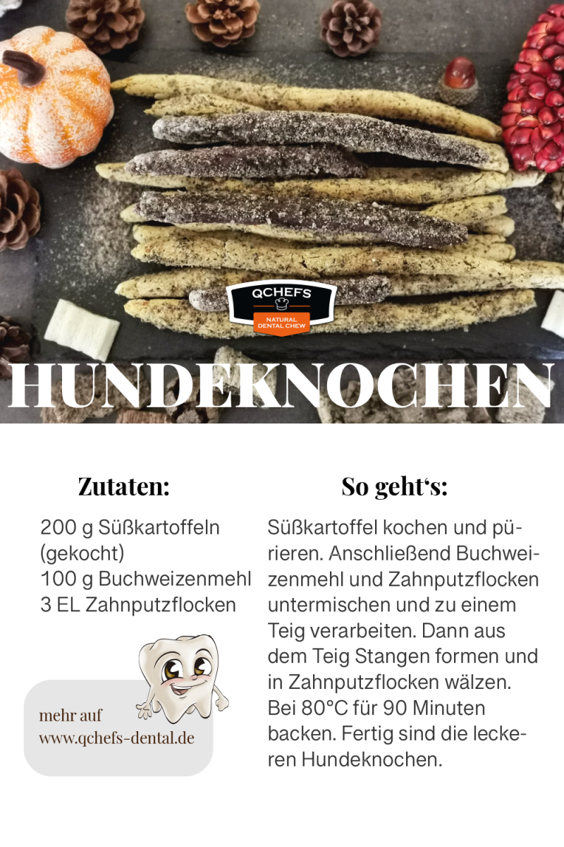 QCHEFS Natürliche Zahnpflege für Hunde bei finessen4dogs Rezepte für Hundeleckerchen