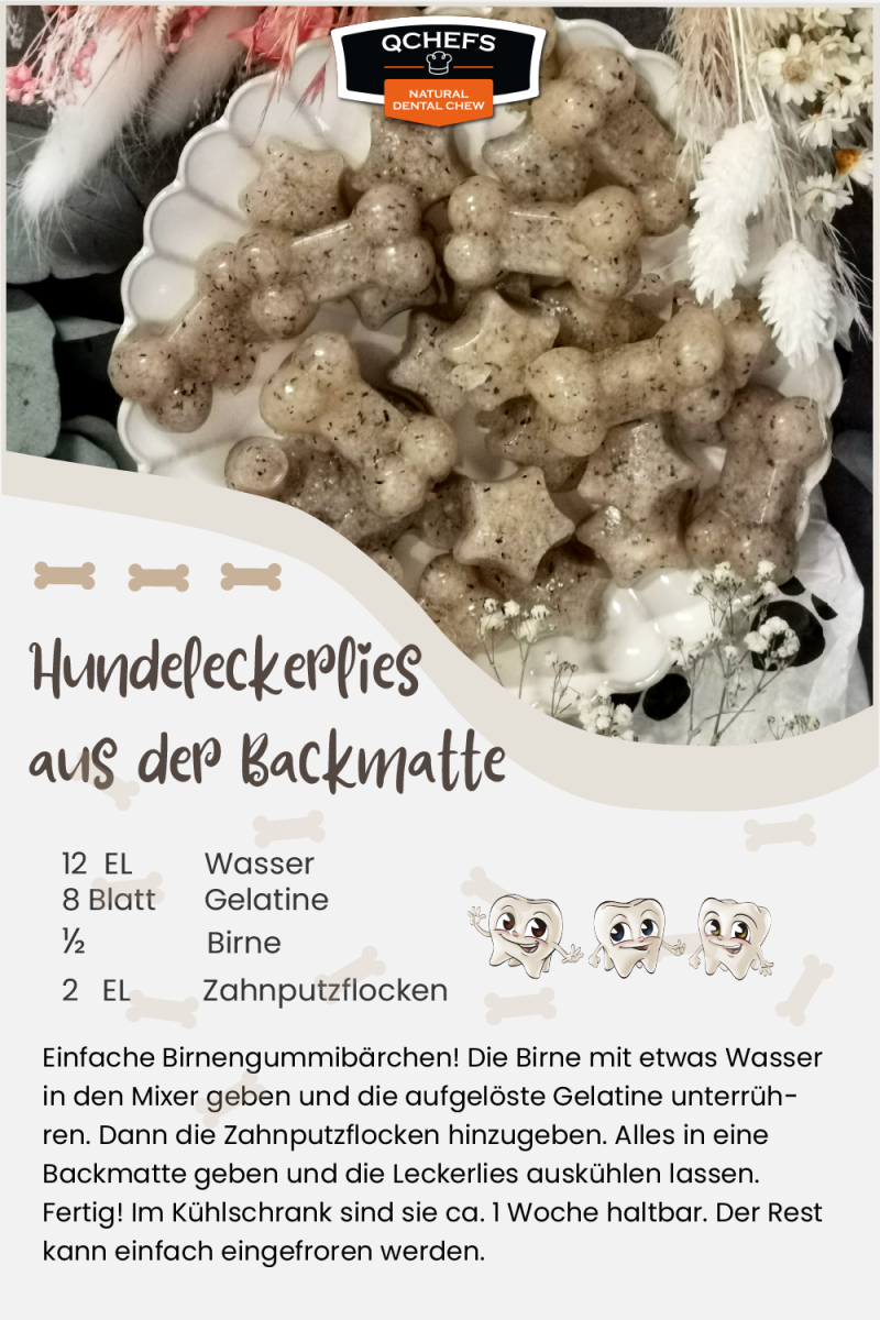 QCHEFS Natürliche Zahnpflege für Hunde bei finessen4dogs Rezepte für Hundeleckerchen