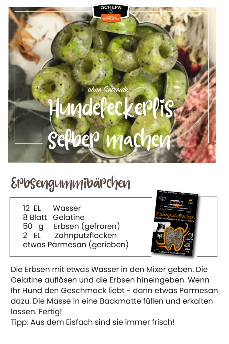 QCHEFS Natürliche Zahnpflege für Hunde bei finessen4dogs Rezepte für Hundeleckerchen