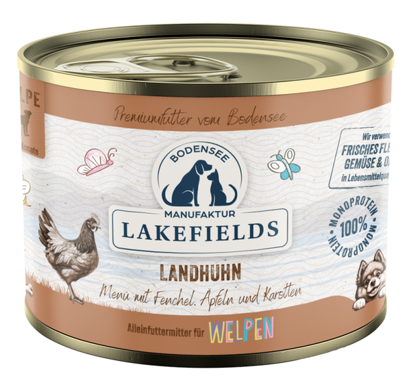 Lakefields Nassfutter Menü Huhn für Welpen (6x200g**)