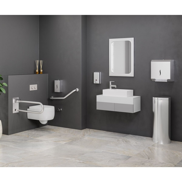 * L'image peut différer légèrement de l'original. Distributeur de savon - avec bouton poussoir - 1000 ml - acier inoxydable - avec montage mural, rechargeable, fenêtre de vue, étanche
