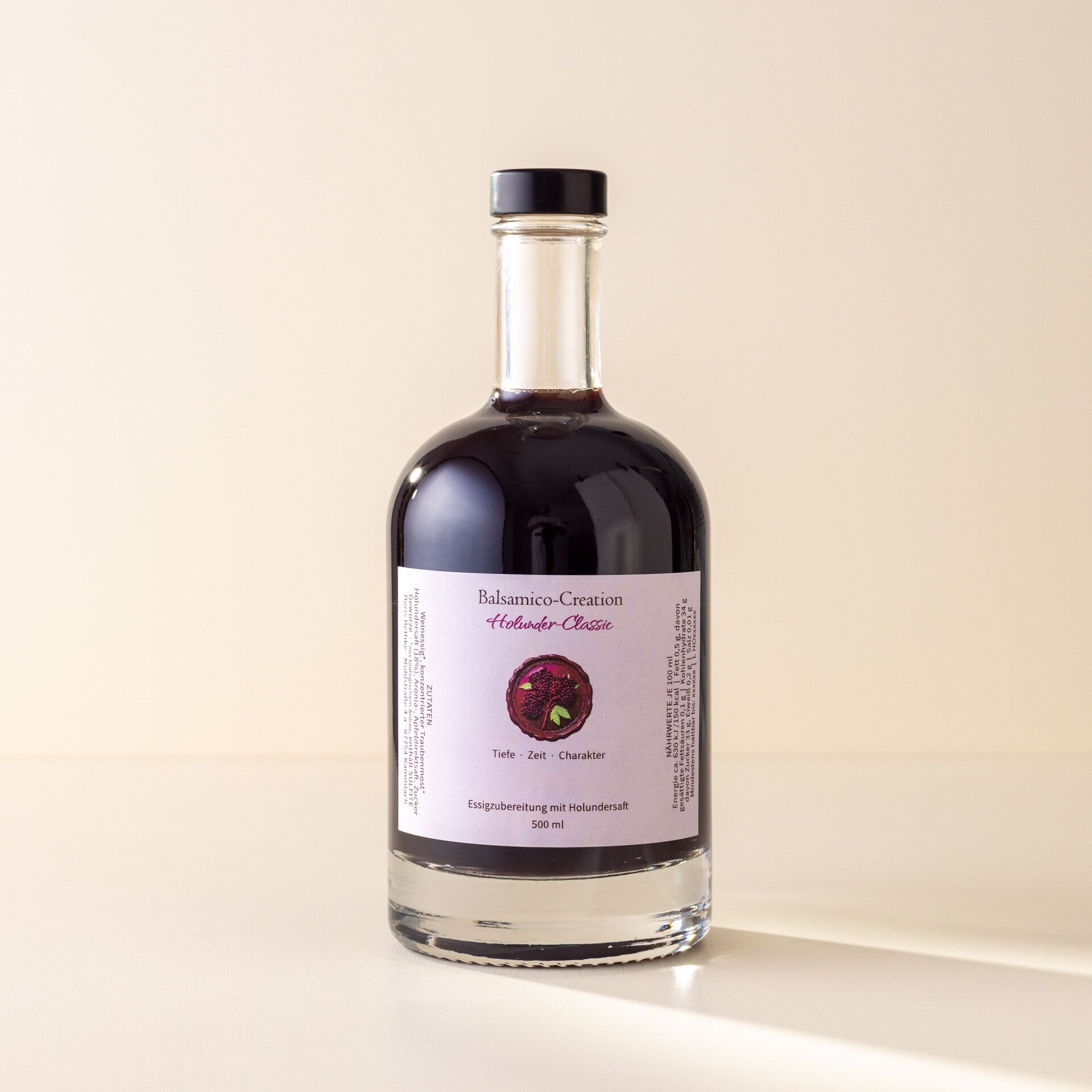 Balsamico-Creation Holunder – Flasche mit Etikett