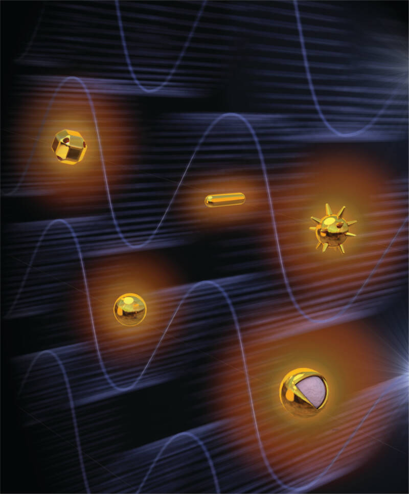 Nanoparticle absorption for a given wavelength  can be tuned by  nanoparticle shape or by material composition