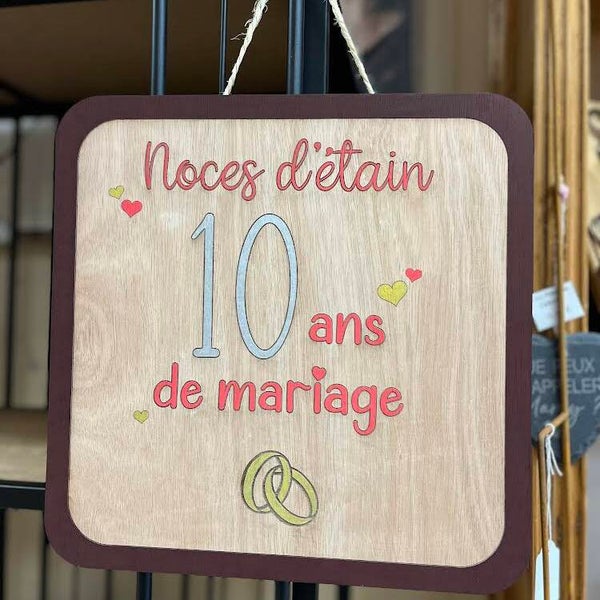 Plaque noce d’étain