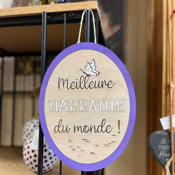 Panneau ovale meilleure marraine