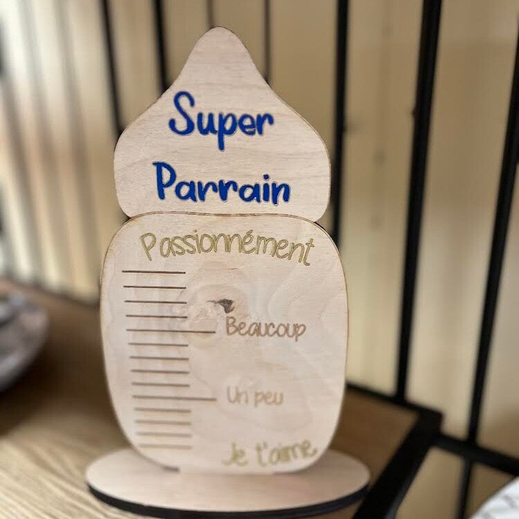 Biberon en bois « super parrain »