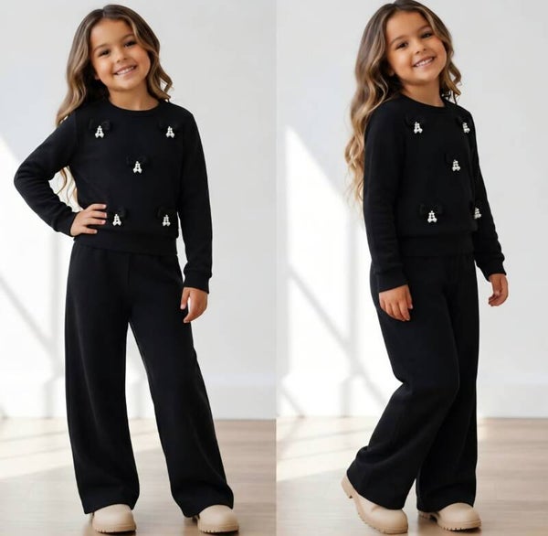 Pearl bow suit black