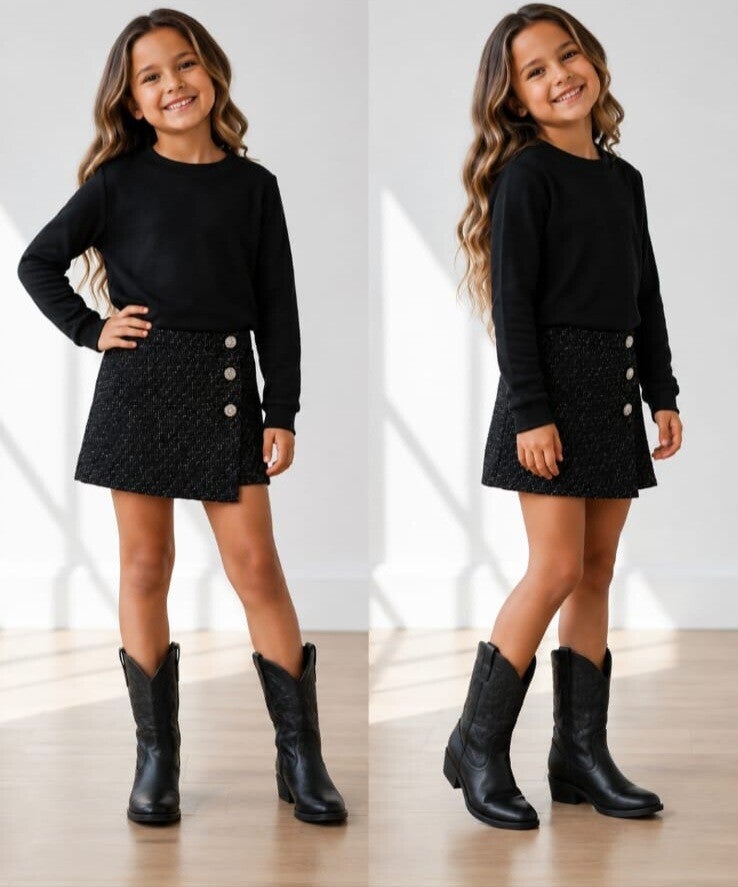 Classy tweed set zwart