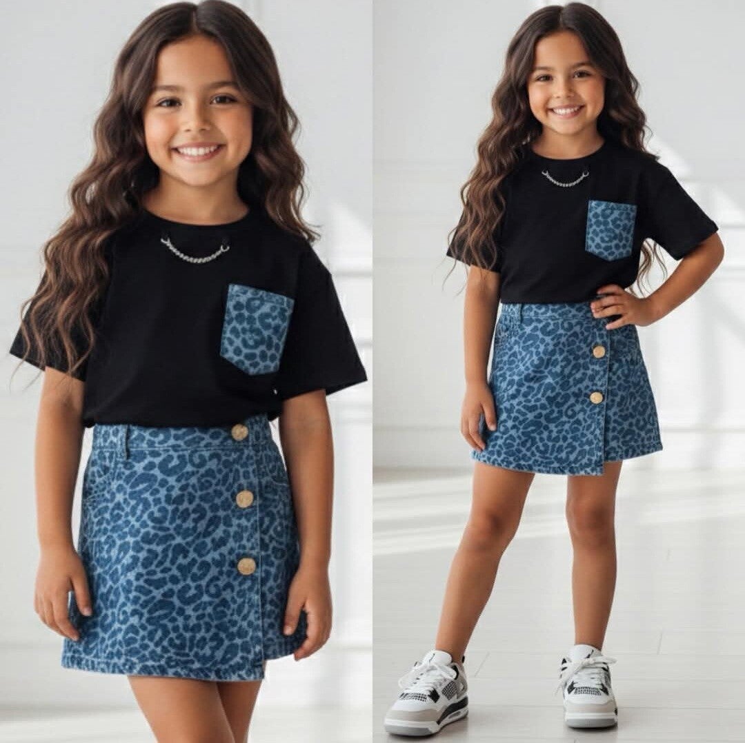 Set denim leopard black