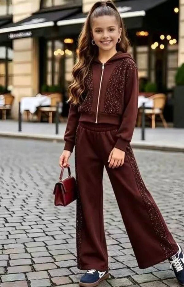 Brown/bordeaux glitter set