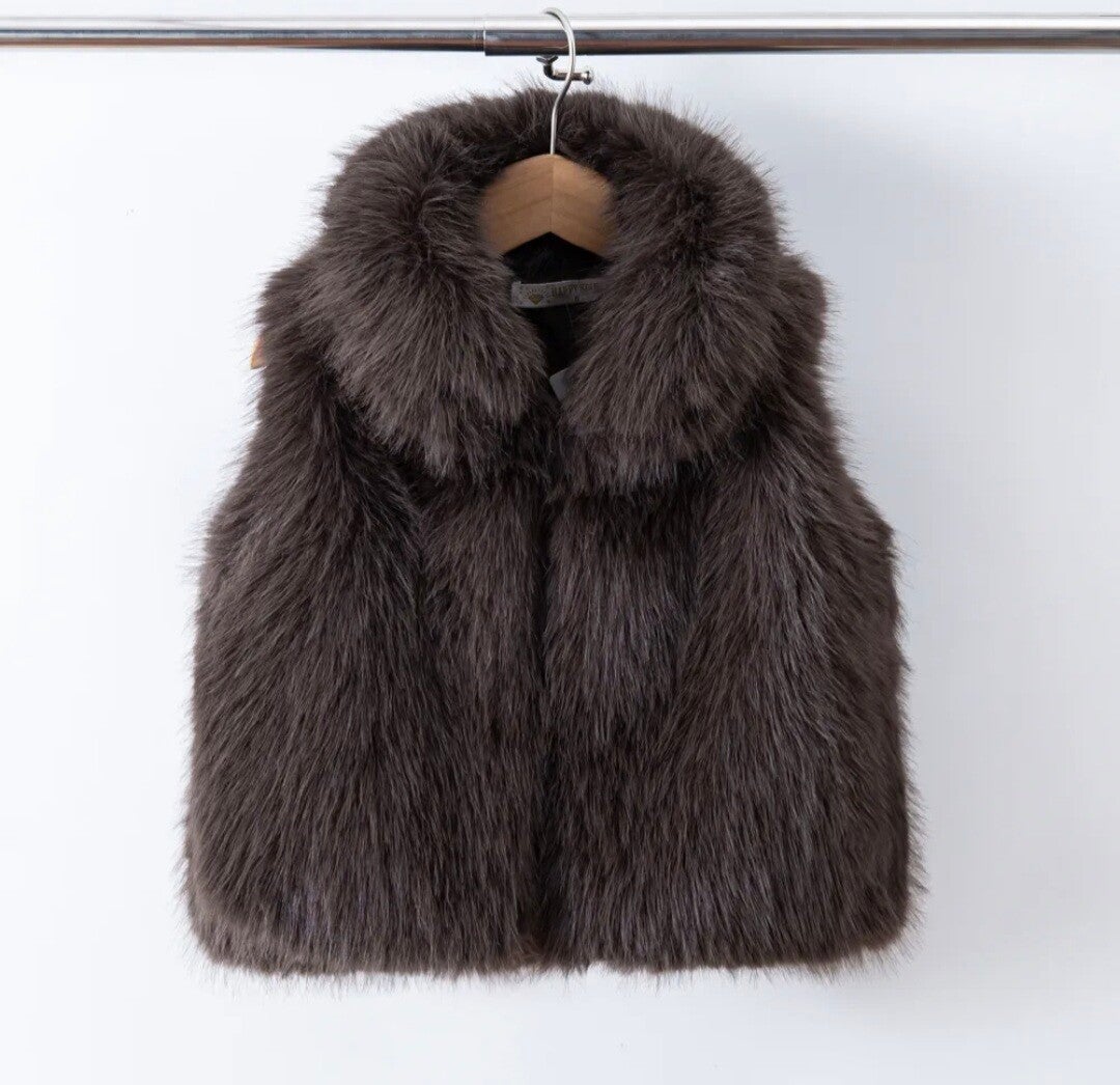 Gilet faux fur brown