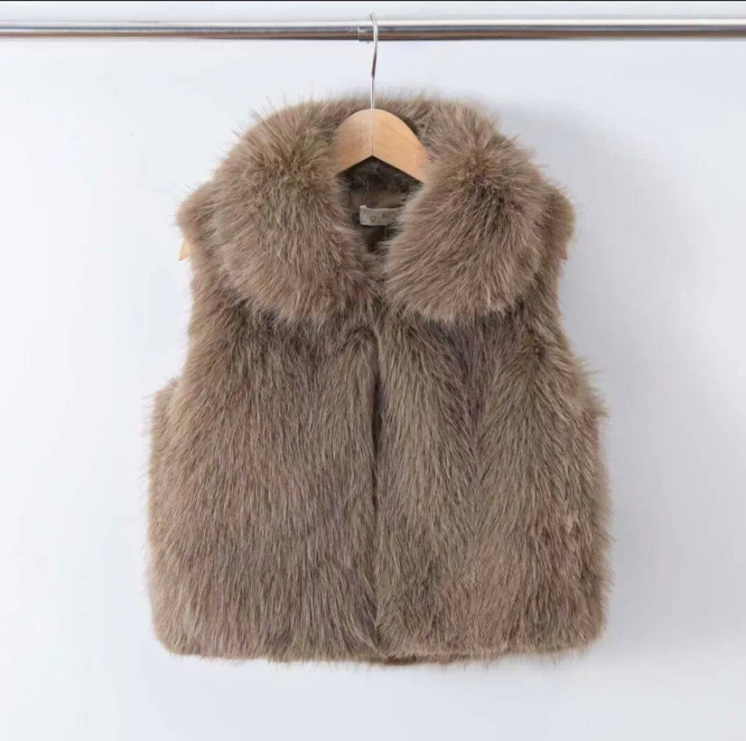 Gilet faux fur taupe