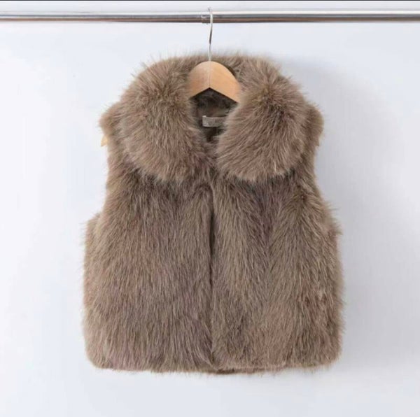 Gilet faux fur taupe