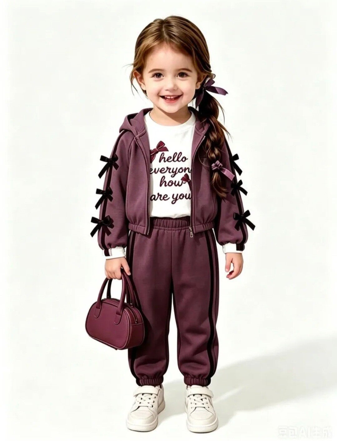 Cute little bow set aubergine