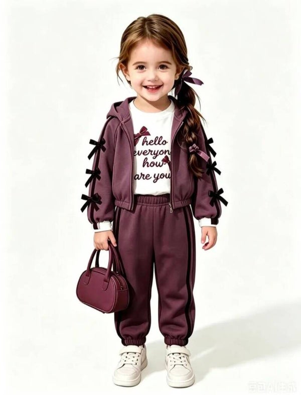 Cute little bow set aubergine