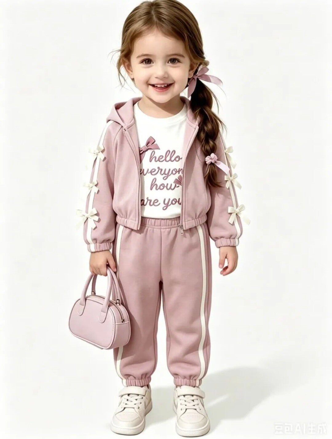 Cute little bow set pink