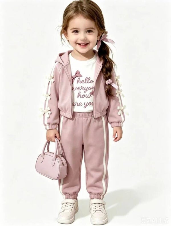 Cute little bow set pink